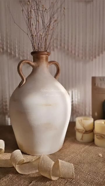گلدان سفالی دو دسته